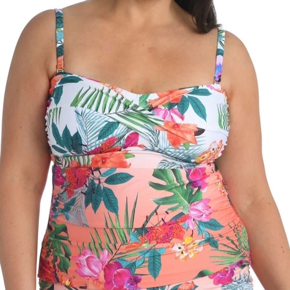 La Blanca Floral Tankini Swim Top Size 16W